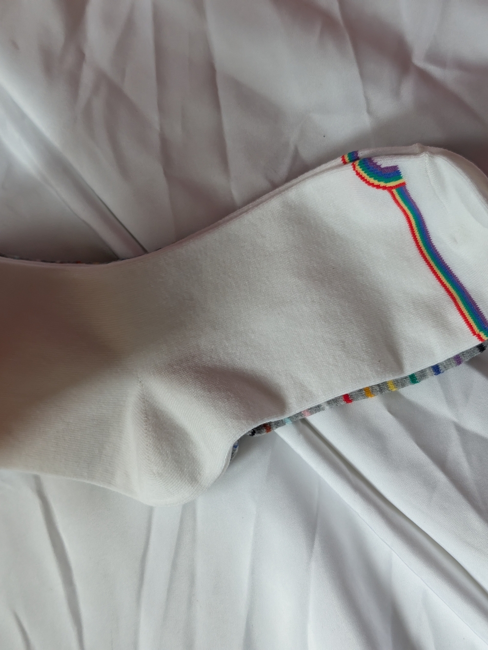 Old Navy Men's Rainbow Stripe Crew Socks - Yellow, Green, Blue, Purple, Red - Picture 2 of 6